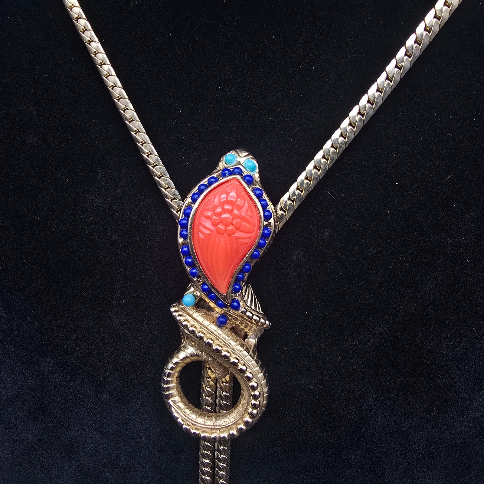 Unsigned Hattie Carnegie Snake Bolo Lariat Necklace Egyptian Revival